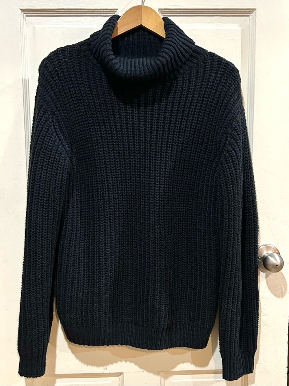 Pull & Bear Zara Oversized Black Cowl Neck Chunky Knit Sweater Cozy Size S